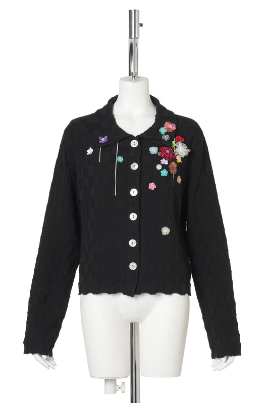 FLORAL CHECK SHRUNKEN JACKET / BLACK