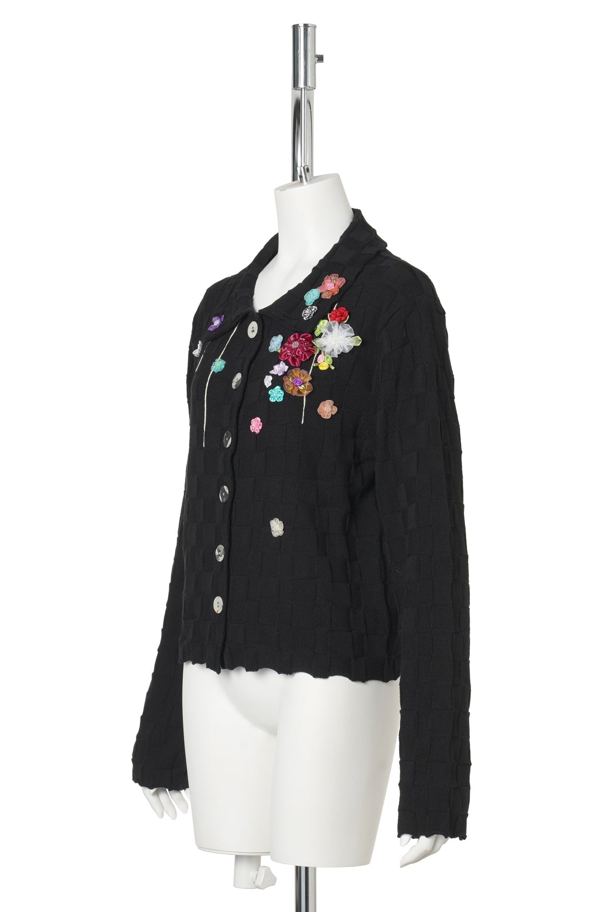 FLORAL CHECK SHRUNKEN JACKET / BLACK