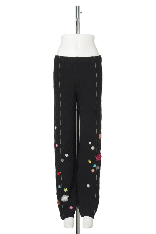 FLORAL CHECK EASY PANT / BLACK