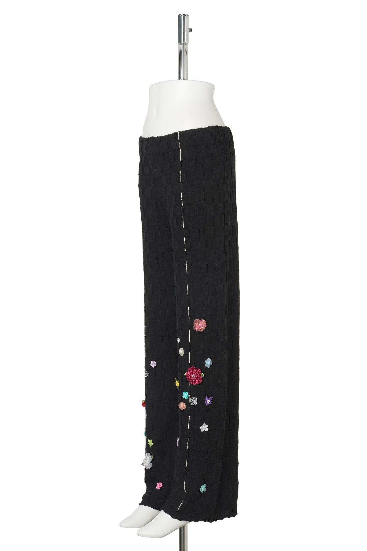 FLORAL CHECK EASY PANT / BLACK