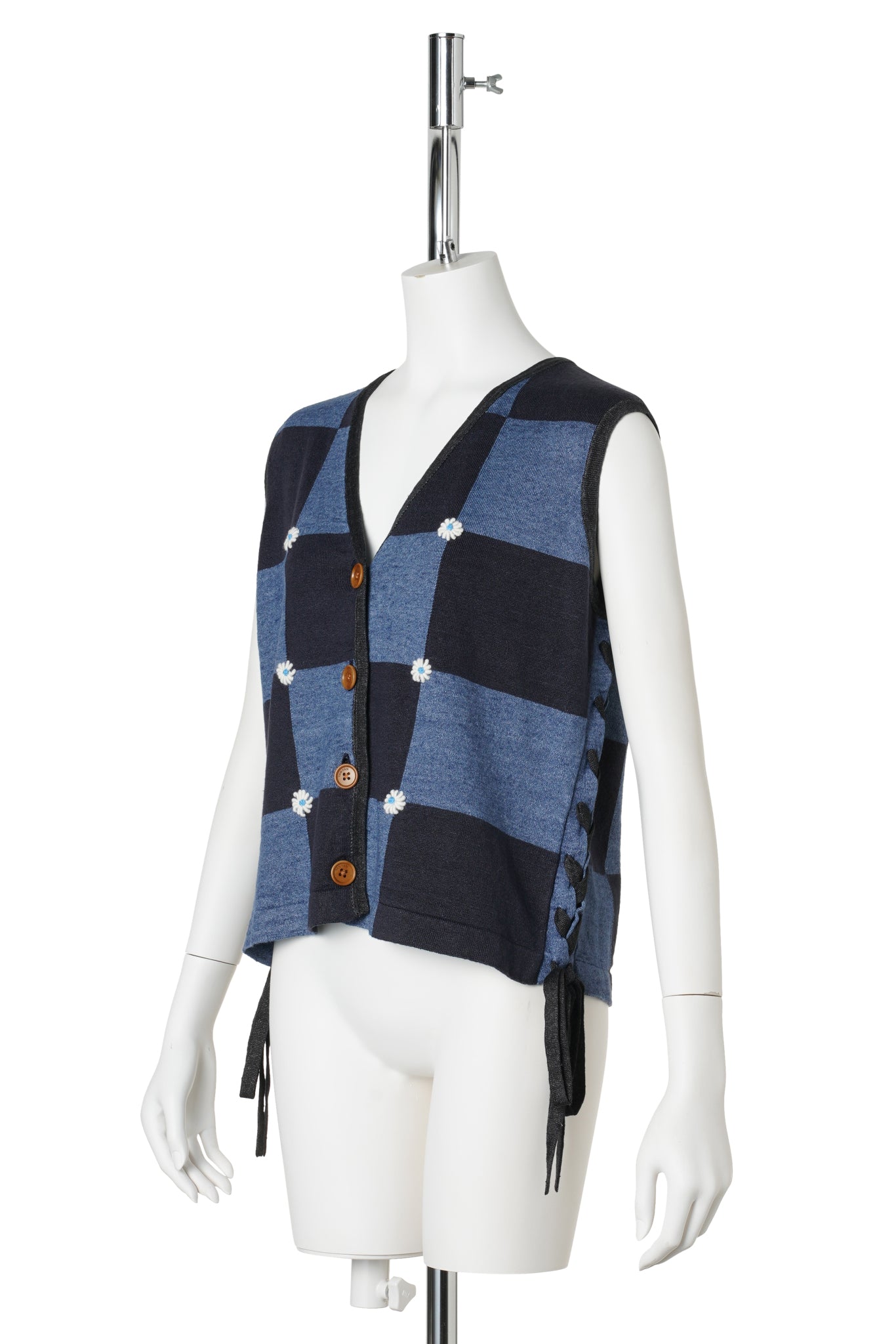 DAISY LINEN CHECK WAISTCOAT / DENIM