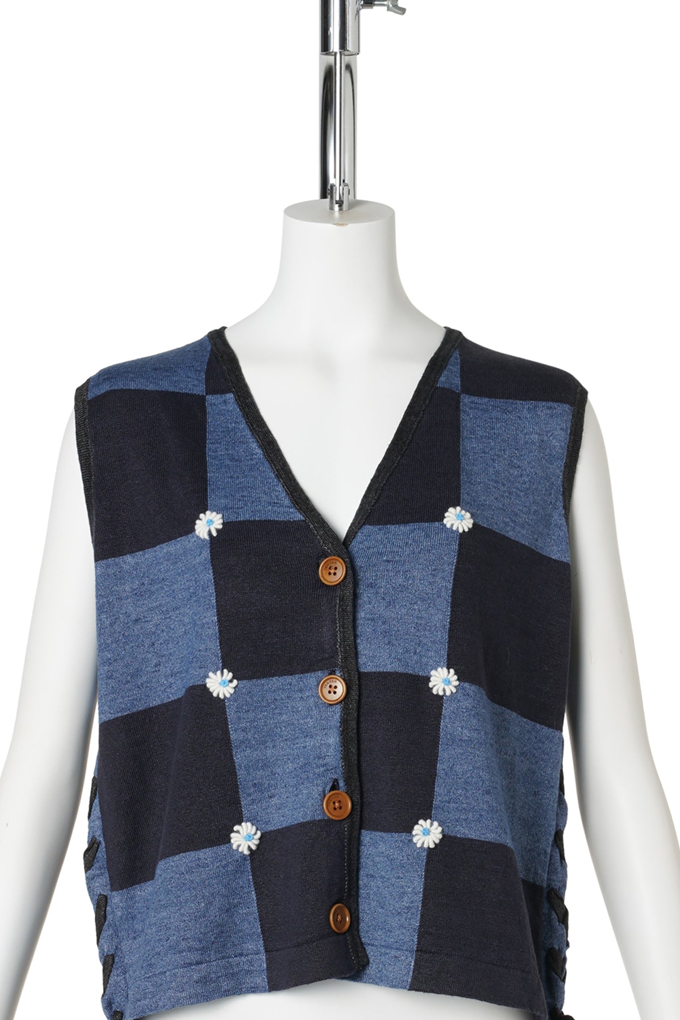 DAISY LINEN CHECK WAISTCOAT / DENIM