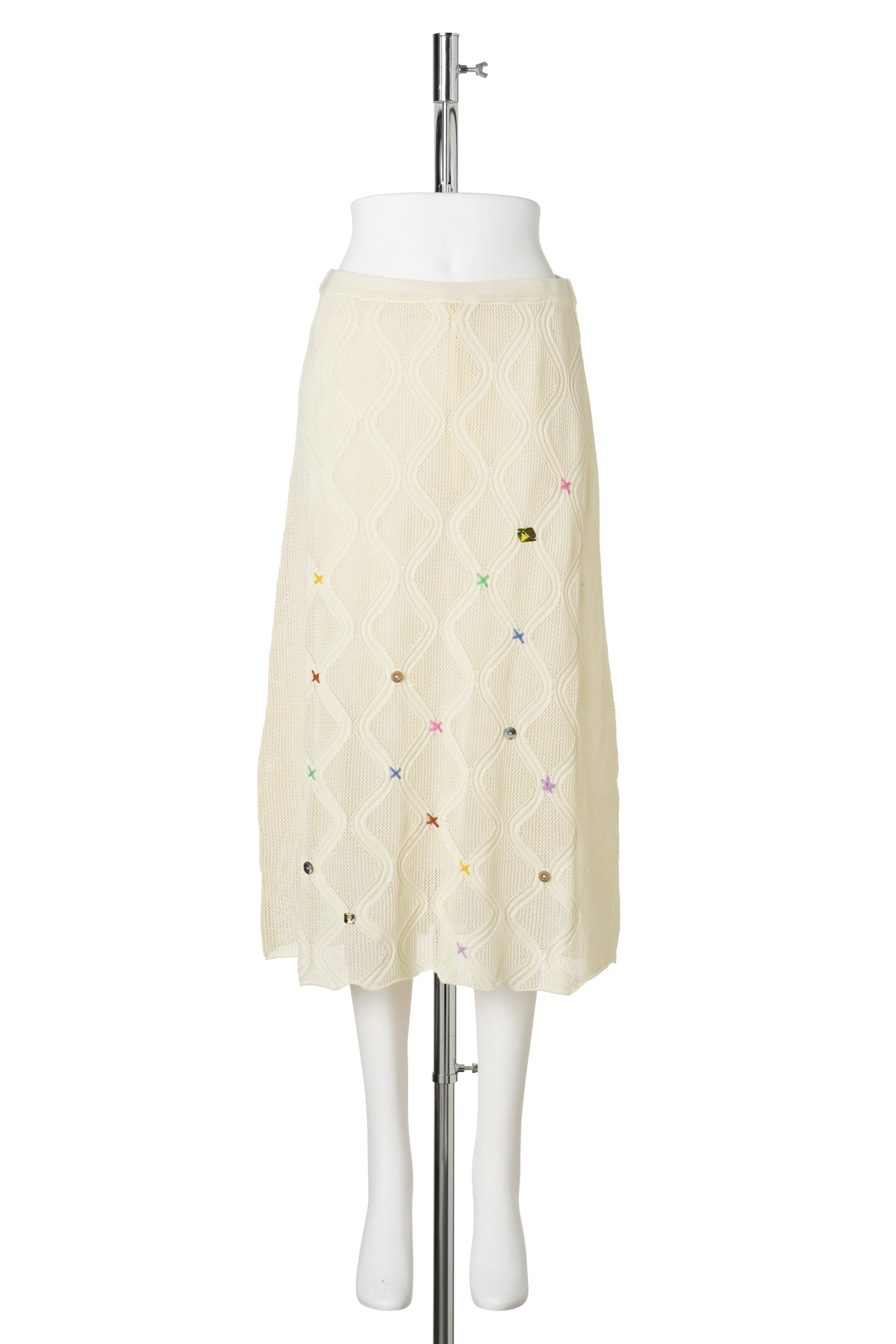 LATTICE MIDI SKIRT WITH LINING / IVORY