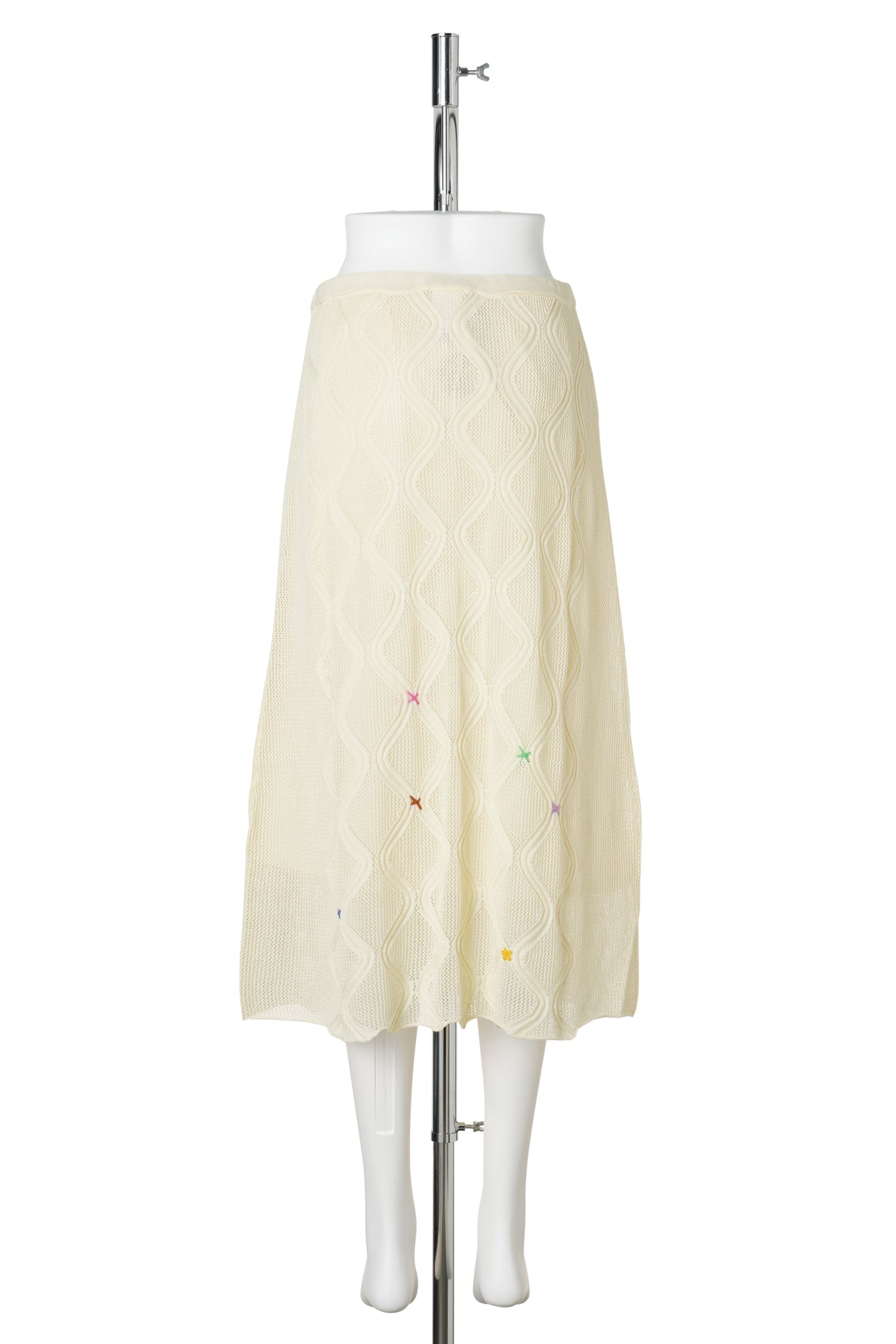 LATTICE MIDI SKIRT WITH LINING / IVORY
