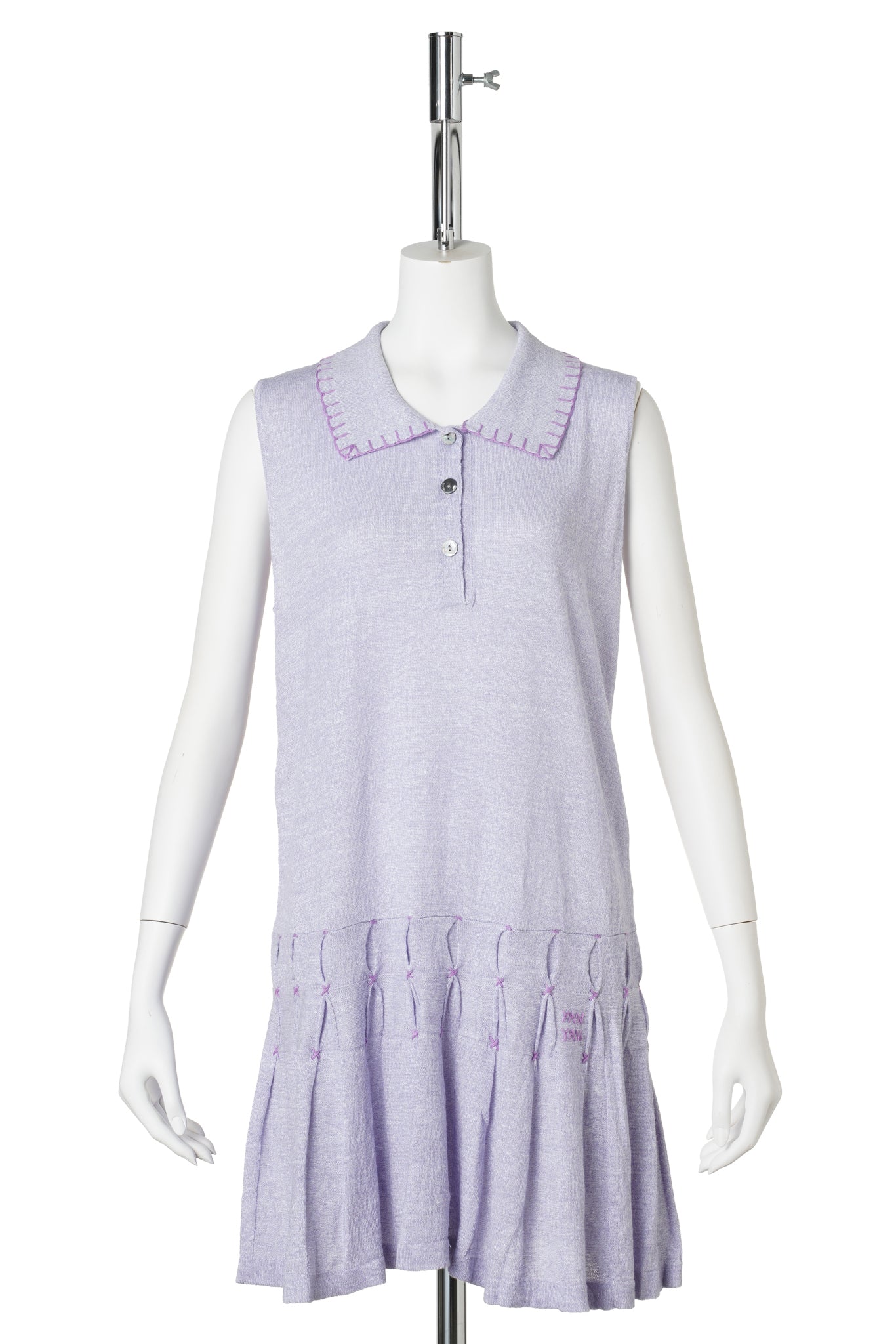 SNOWFLAKE LINEN SLEEVELESS POLO DRESS / LILAC