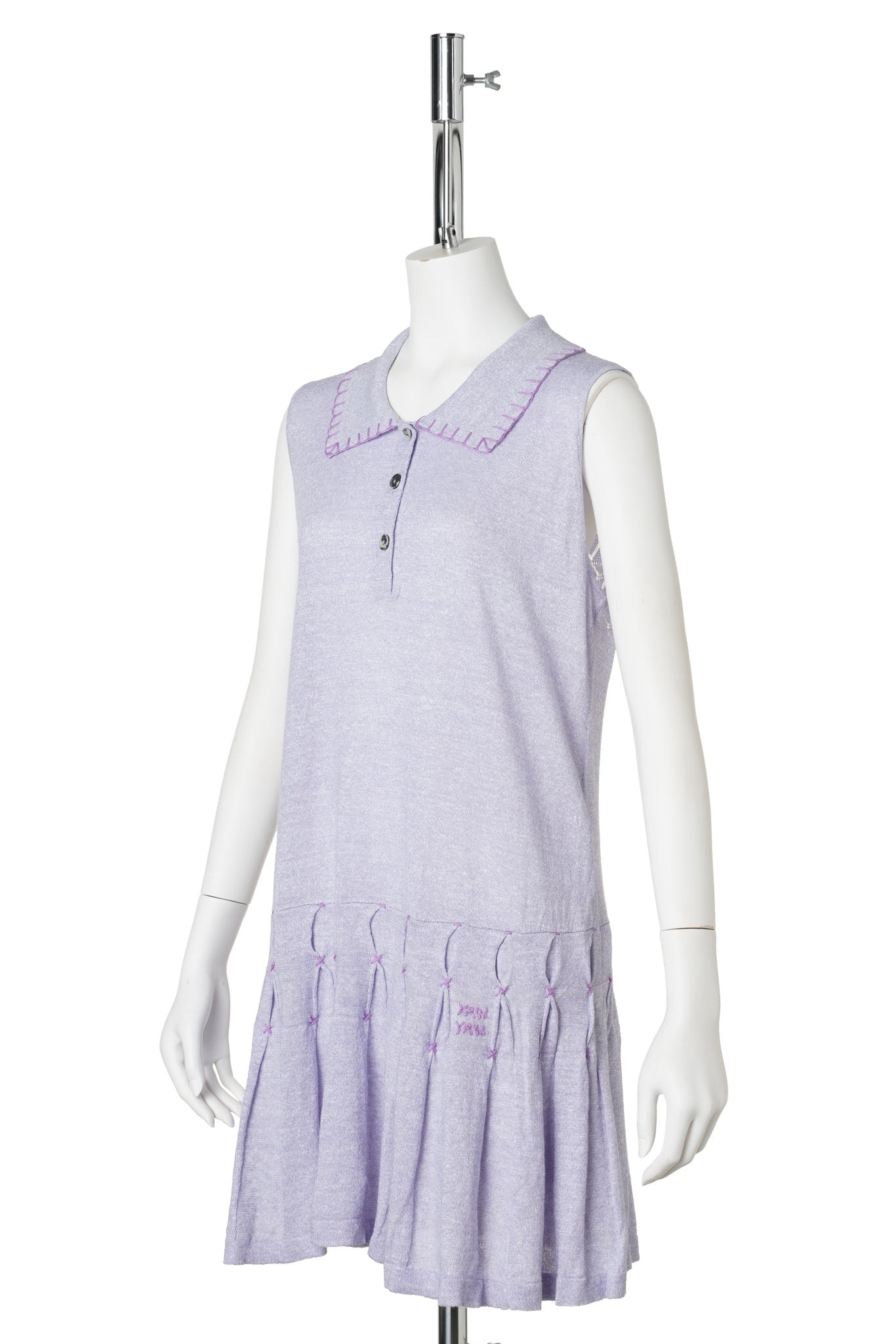 SNOWFLAKE LINEN SLEEVELESS POLO DRESS / LILAC