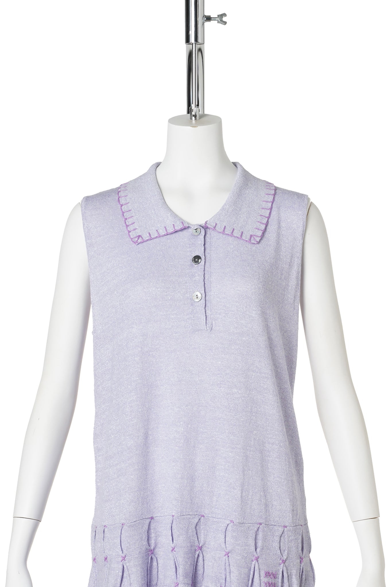 SNOWFLAKE LINEN SLEEVELESS POLO DRESS / LILAC