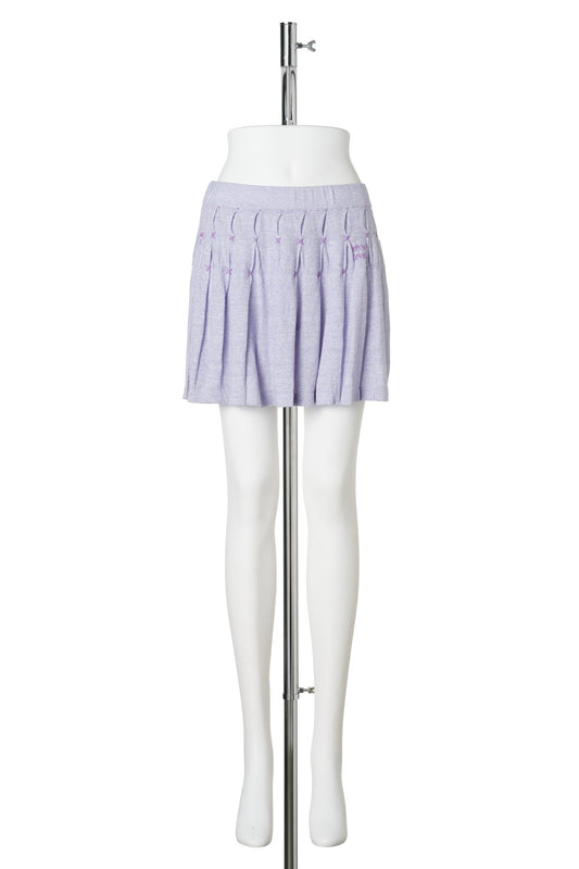 LINEN PLEATED SKIRT / LILAC