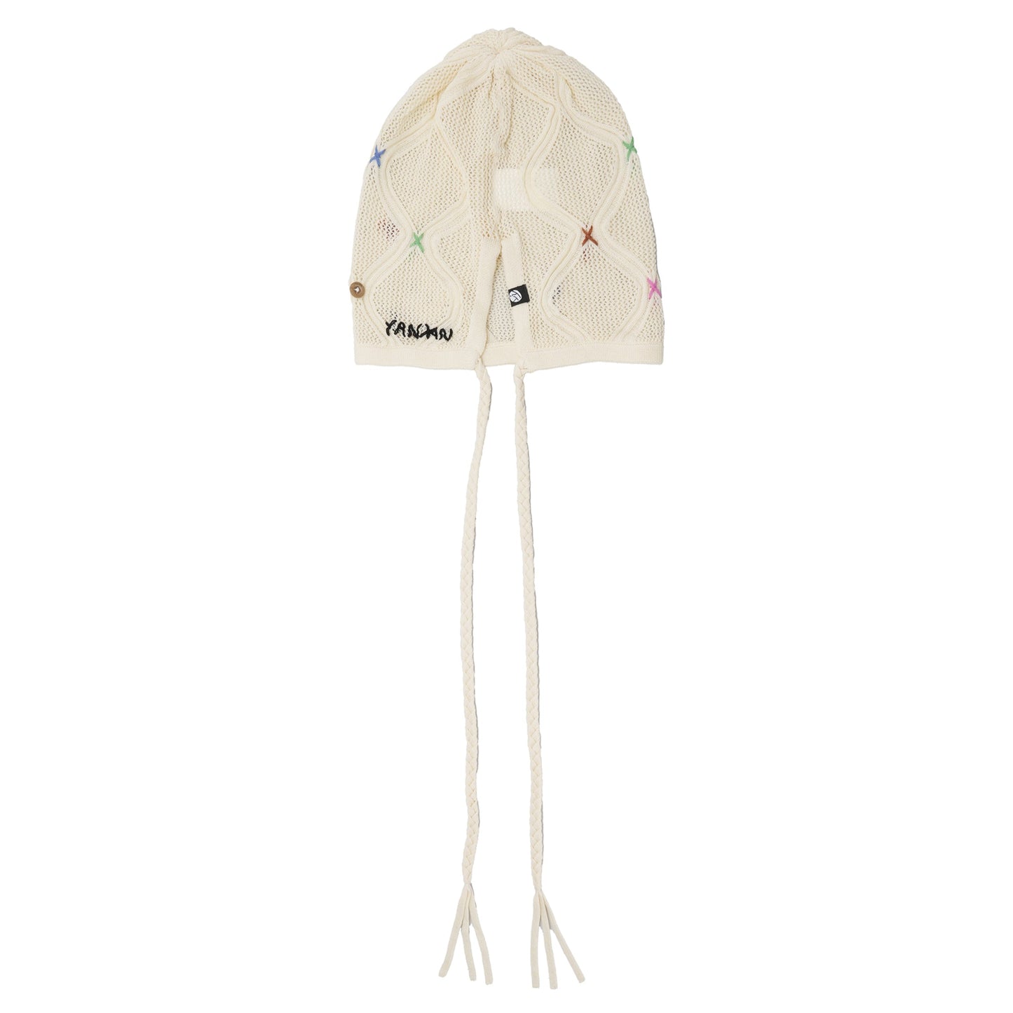 LATTICE BEANIE WITH STRING / IVORY