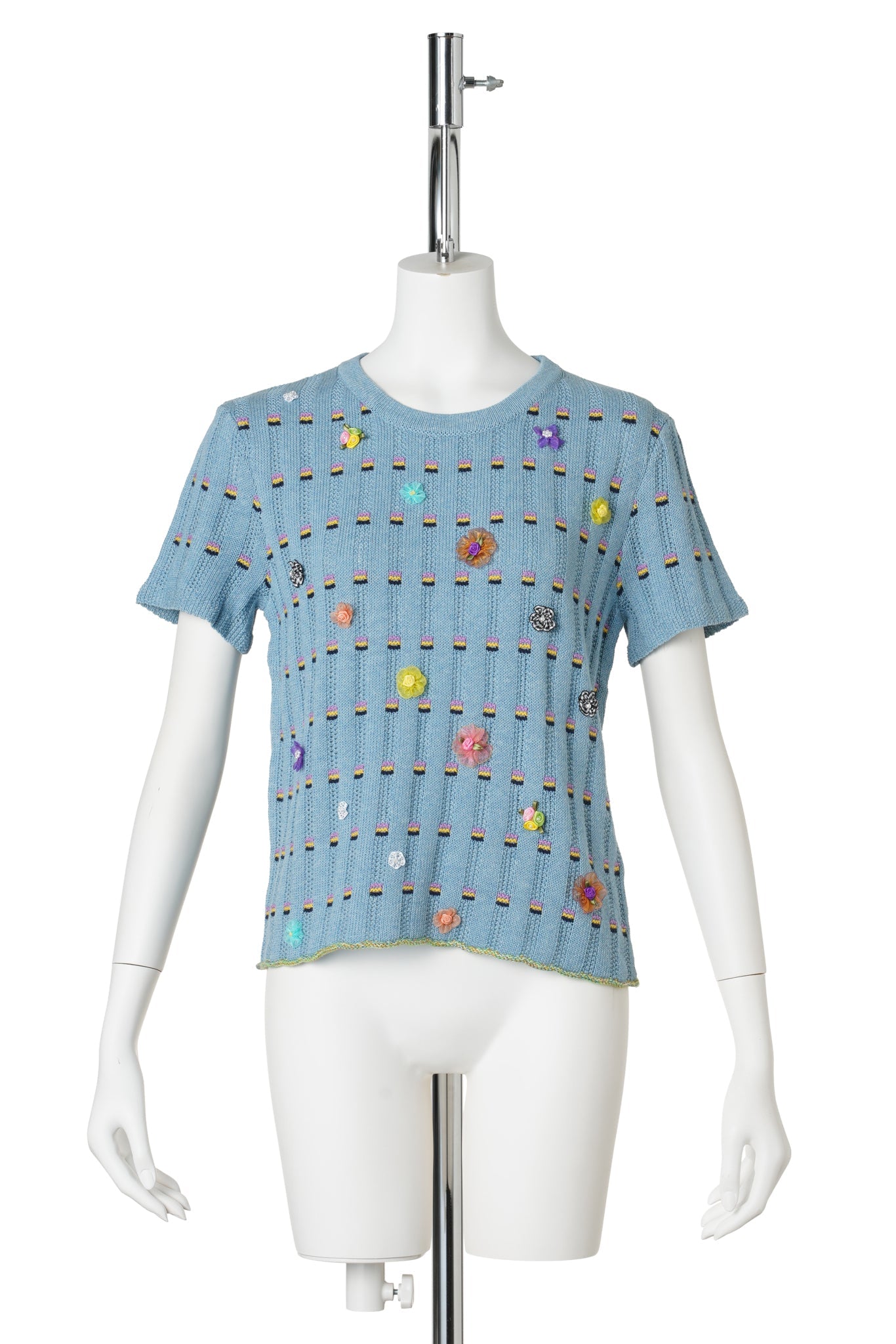 DOTTY RIB TEE / DUSTY BLUE
