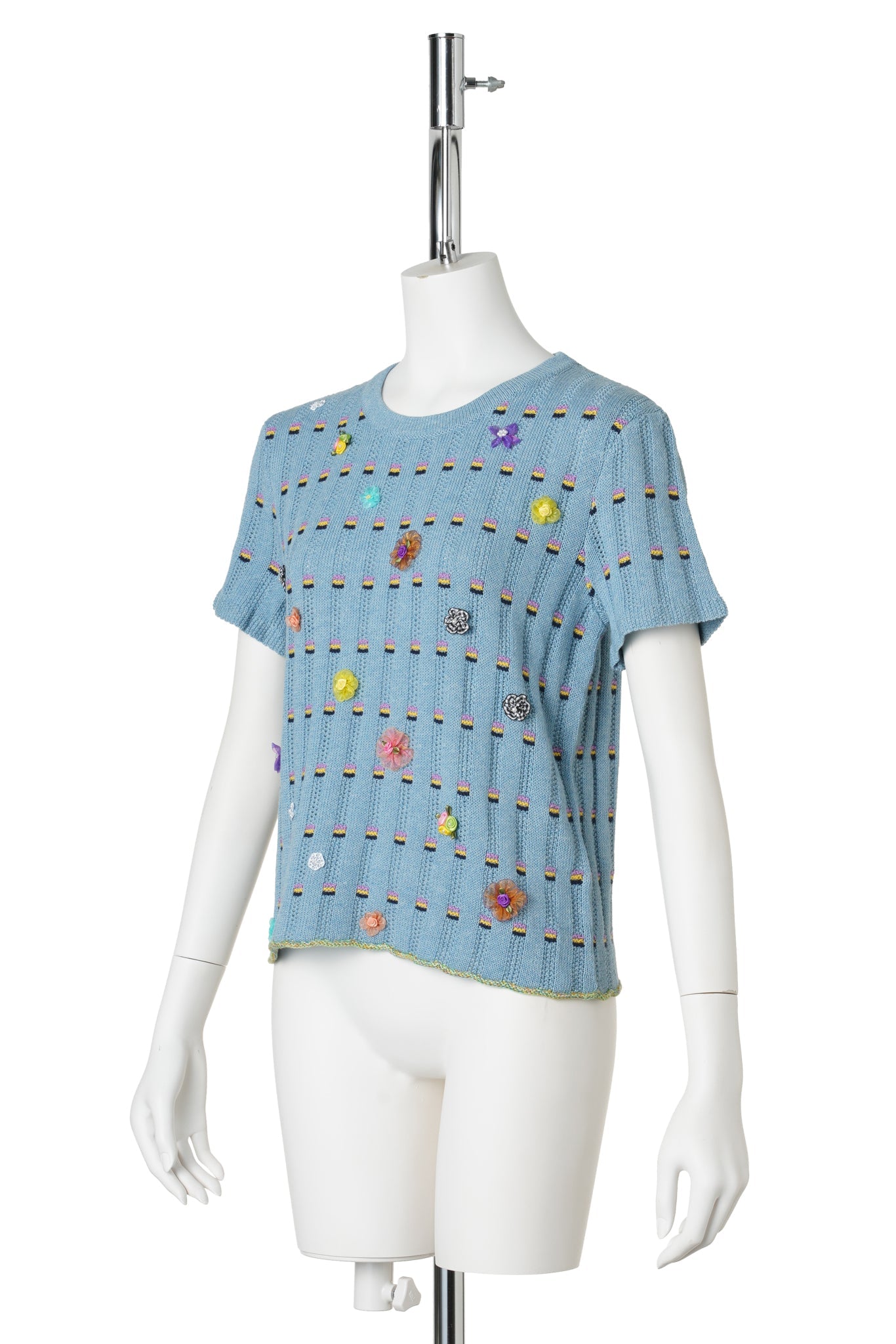 DOTTY RIB TEE / DUSTY BLUE