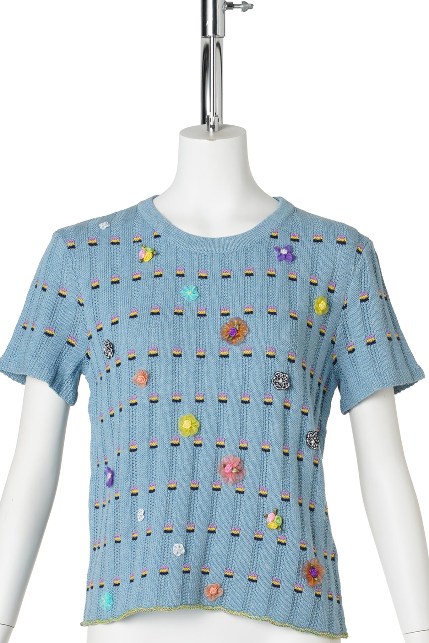 DOTTY RIB TEE / DUSTY BLUE