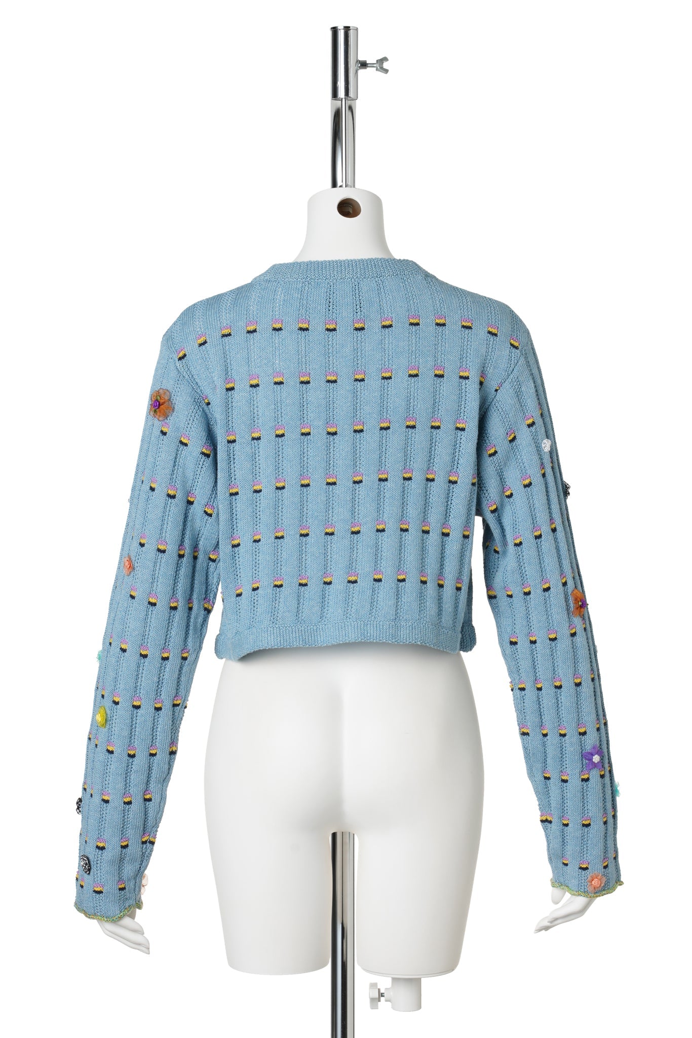 DOTTY RIB SHRUNKEN CARDIGAN / DUSTY BLUE