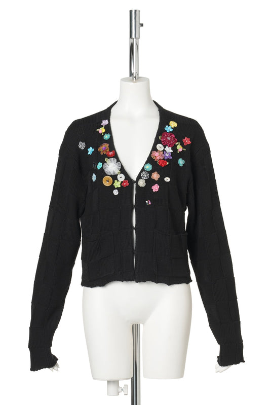 FIREWORKS VNECK CARDIGAN / BLACK
