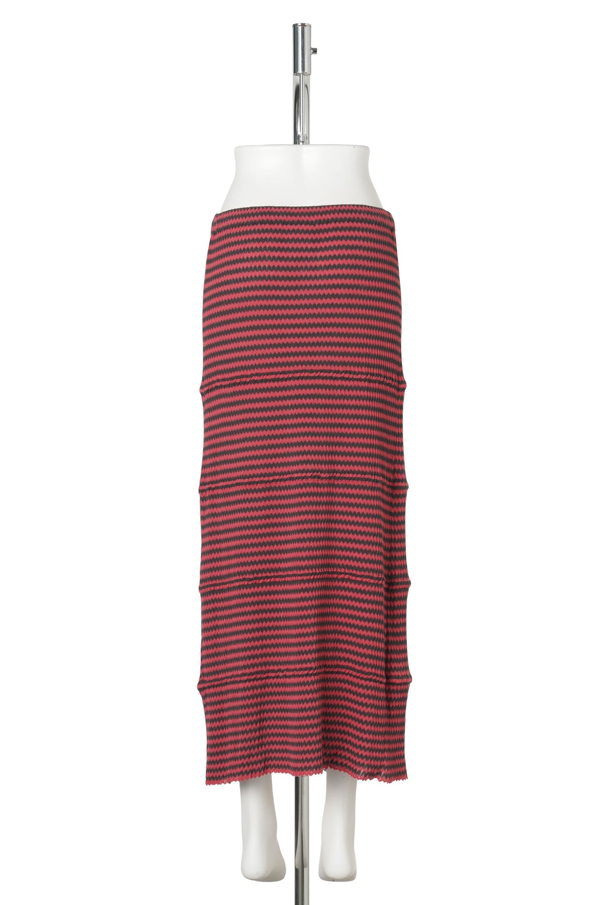 BOW MAXI SKIRT / TOMATO/GREY
