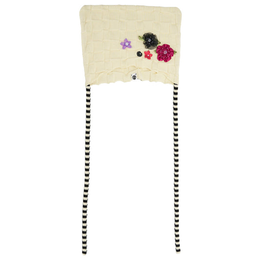 FLORAL MEOW BEANIE / IVORY