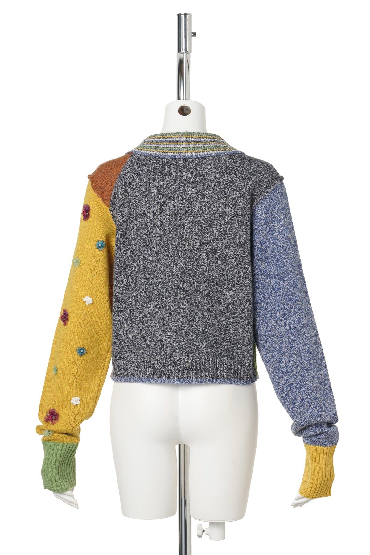 GARDEN COLLARED XL SLV CARDIGAN / NAVY/GREEN MULTI