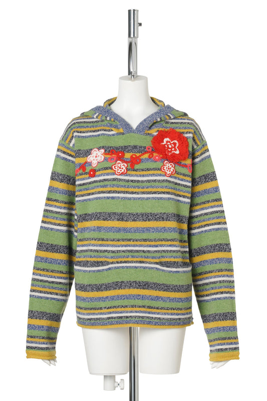 GARDEN STRIPE HOODY / GREEN MULTI STRIPE
