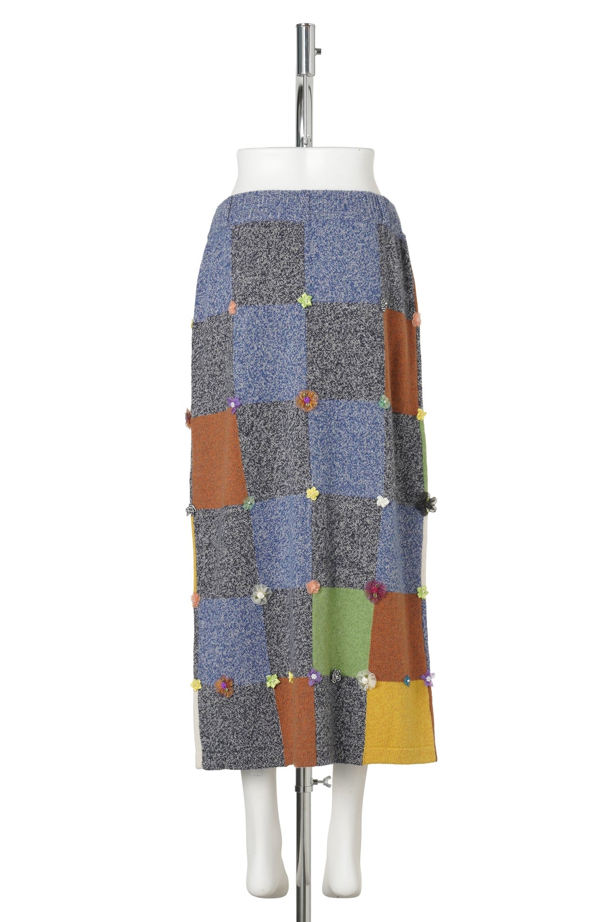 GARDEN CHECK MIDI SKIRT / NAVY/GREEN MULTI