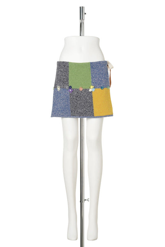 GARDEN CHECK APRON / NAVY/GREEN MULTI