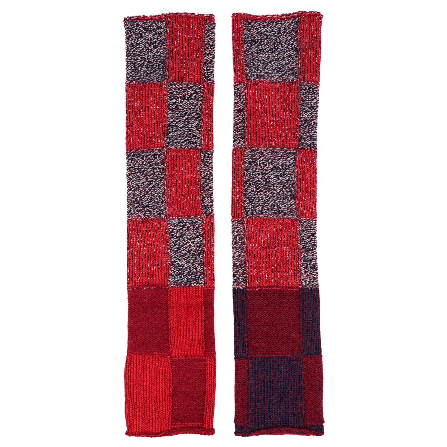 PLAITED CHECK ARM WARMER / GREY/RED