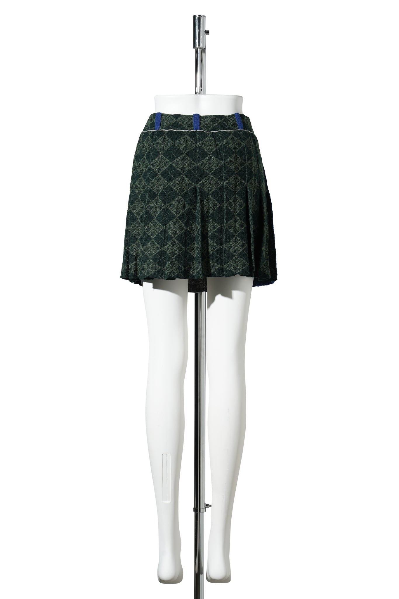 ARGYLE MINI PLEATED SKIRT / GREEN MULTI