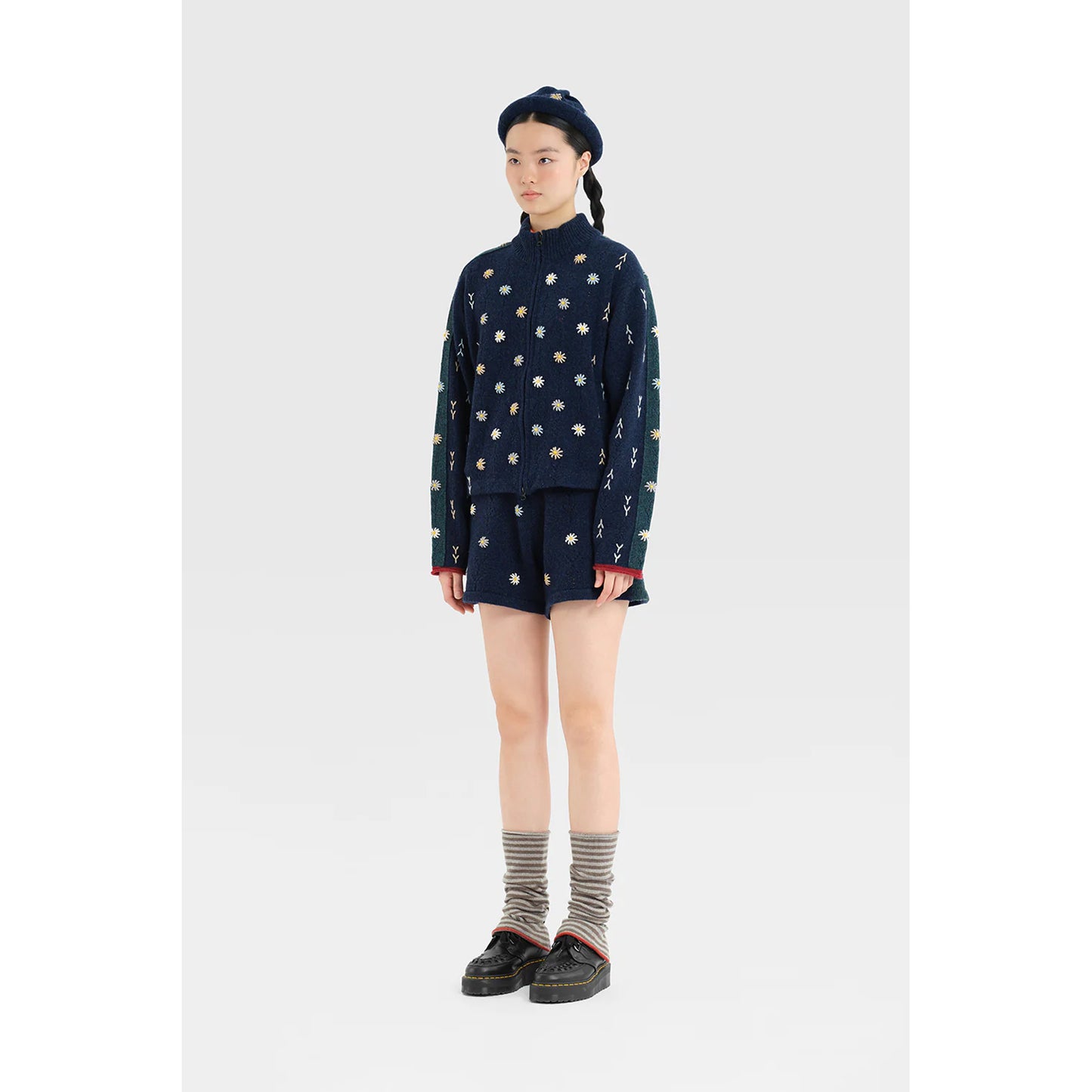 WOOL STRIPE ANKLE WARMER / WARM GREY (STRIPE)