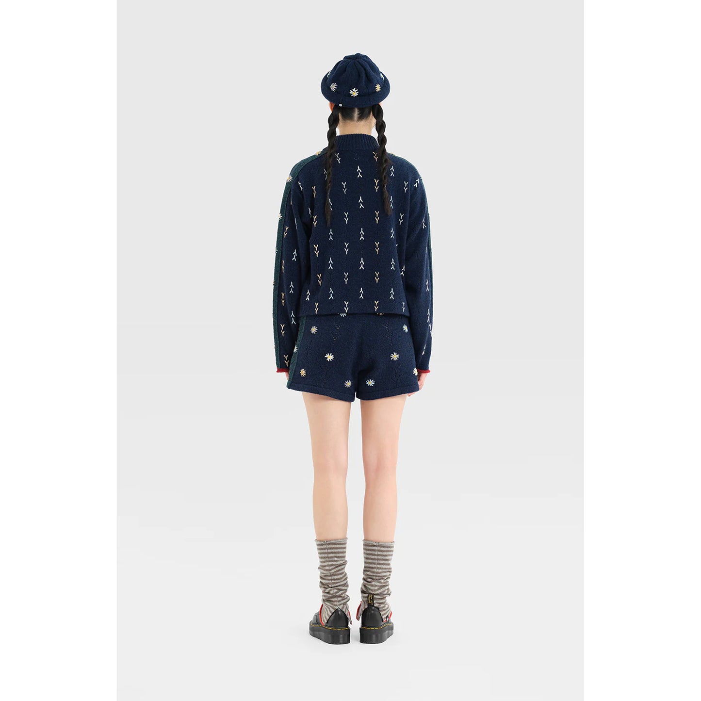 WOOL STRIPE ANKLE WARMER / WARM GREY (STRIPE)