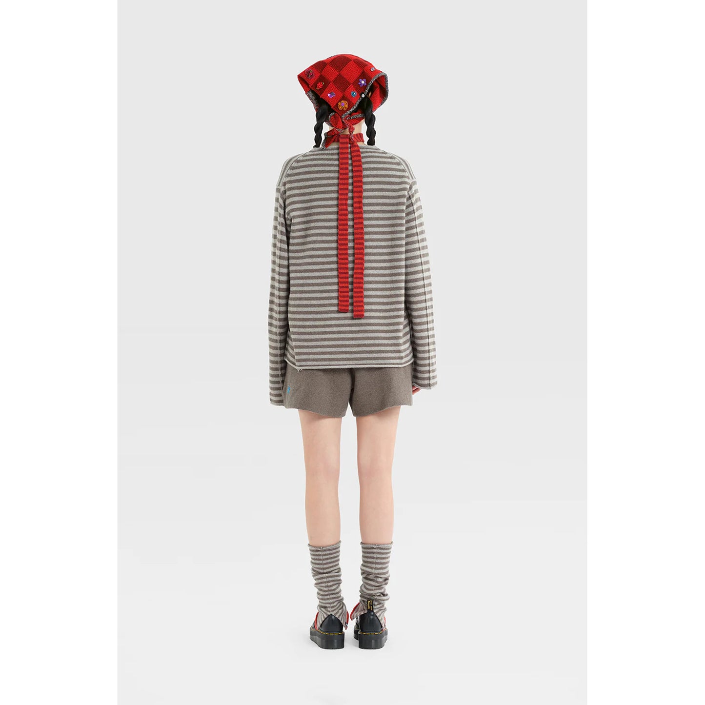WOOL STRIPE ANKLE WARMER / WARM GREY (STRIPE)
