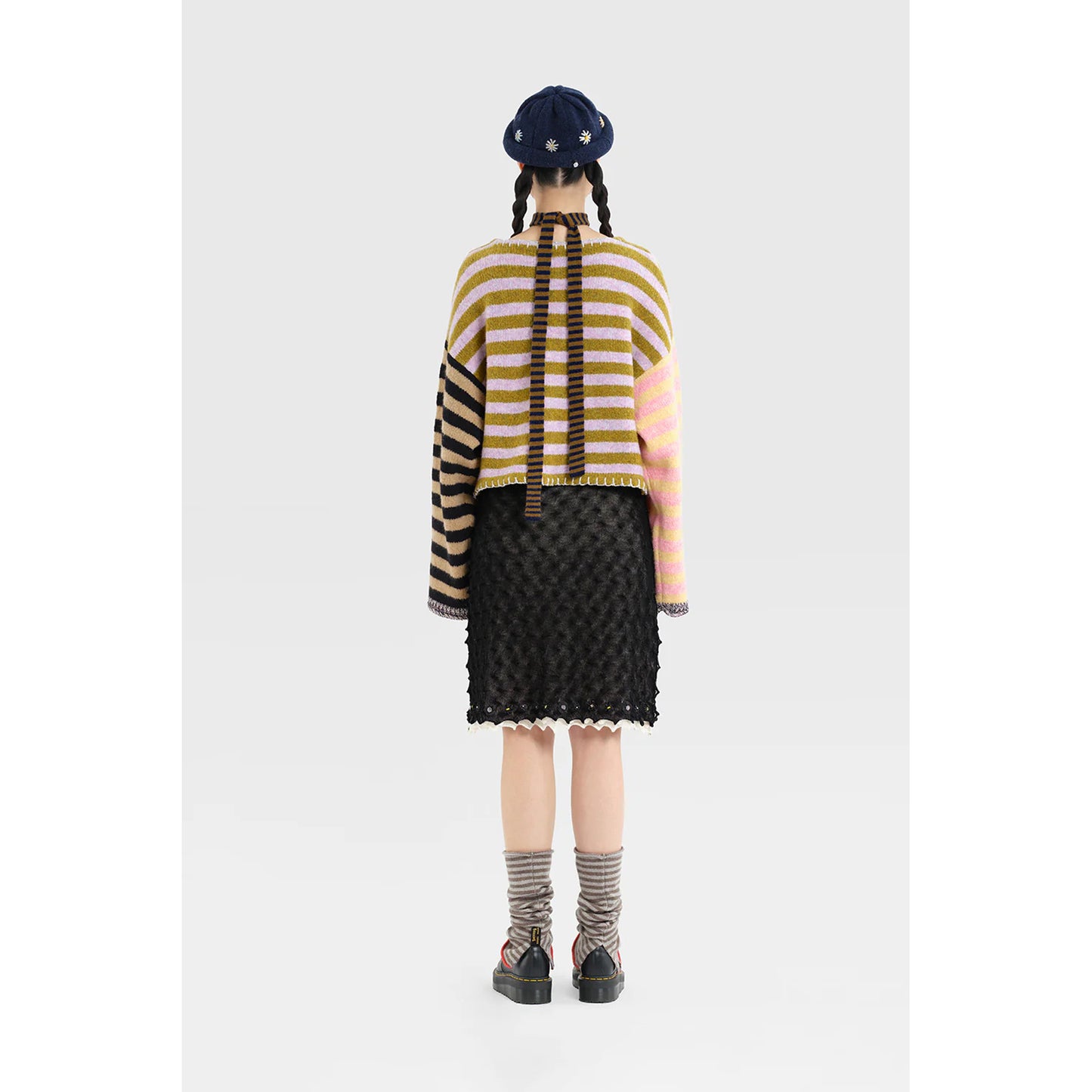 WOOL STRIPE ANKLE WARMER / WARM GREY (STRIPE)