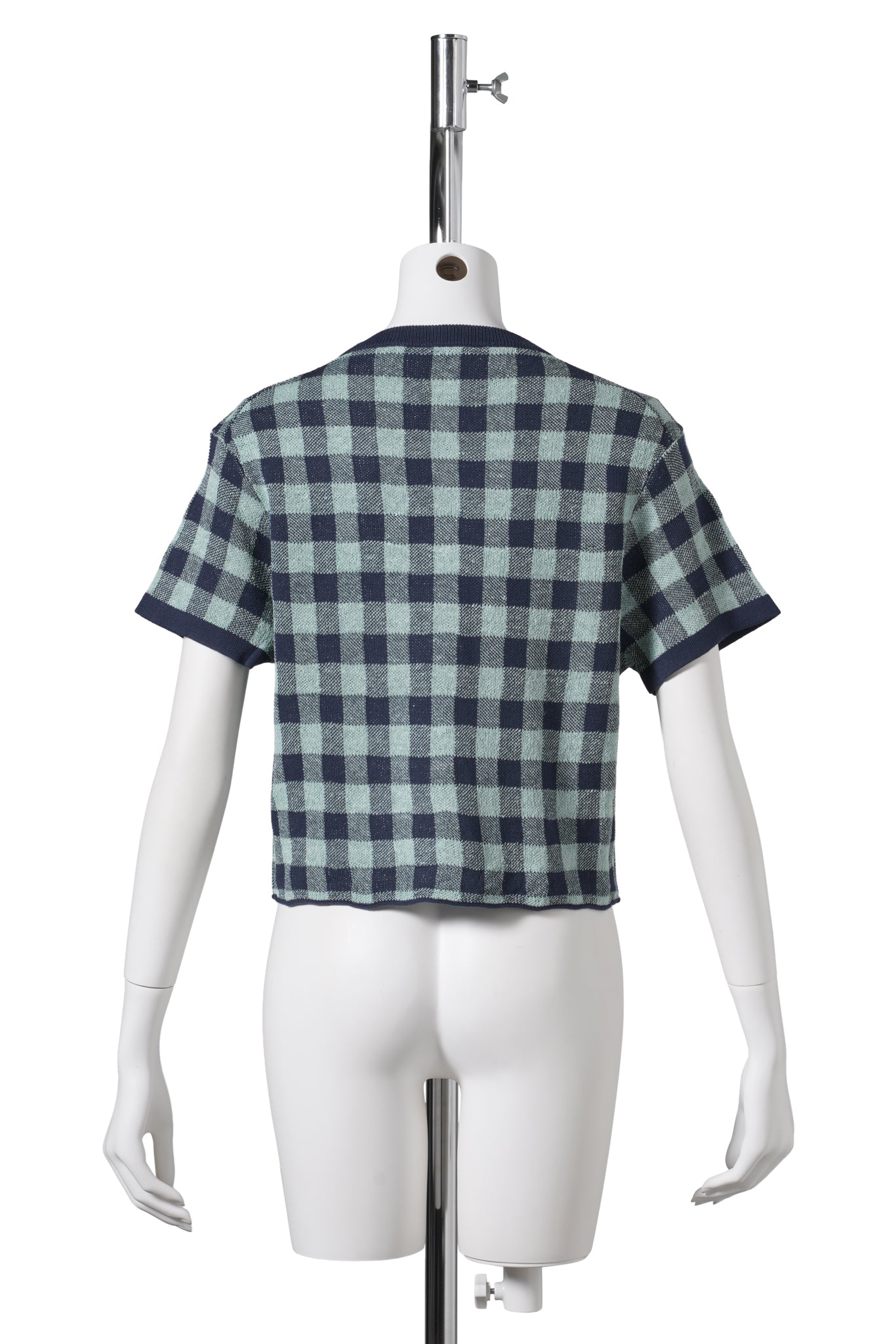 GINGHAM FLOWER SS TEE / MINT/MIDNIGHT