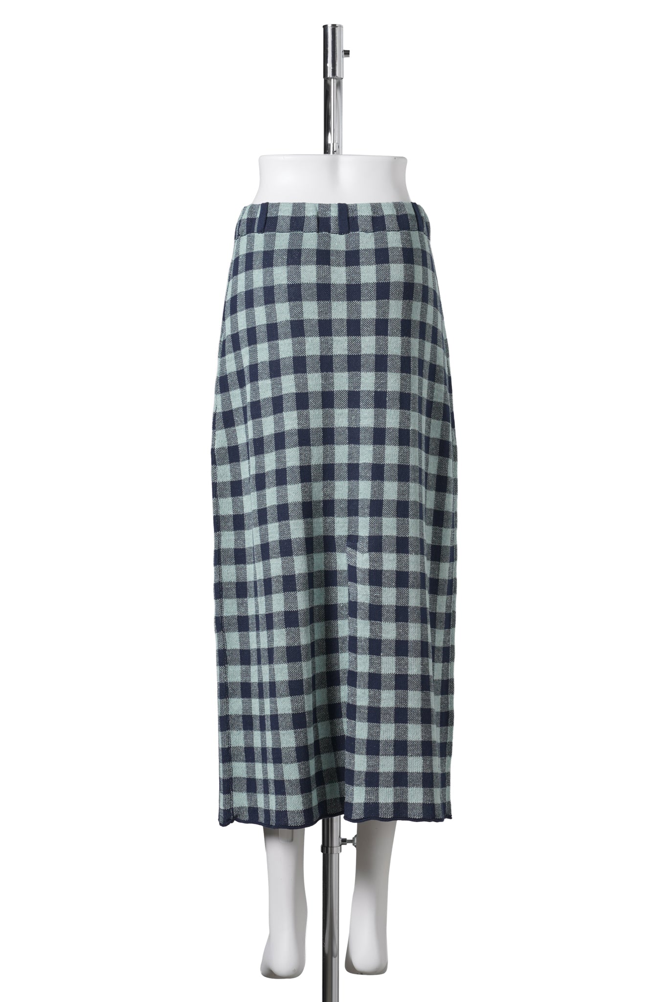 GINGHAM FLOWER MAXI SKIRT / MINT/MIDNIGHT