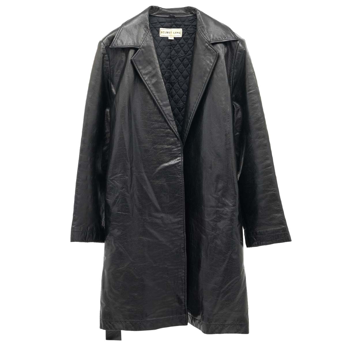 BELTED LEATHER COAT / BLACK