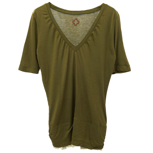 V-NECK T-SHIRT / KHAKI