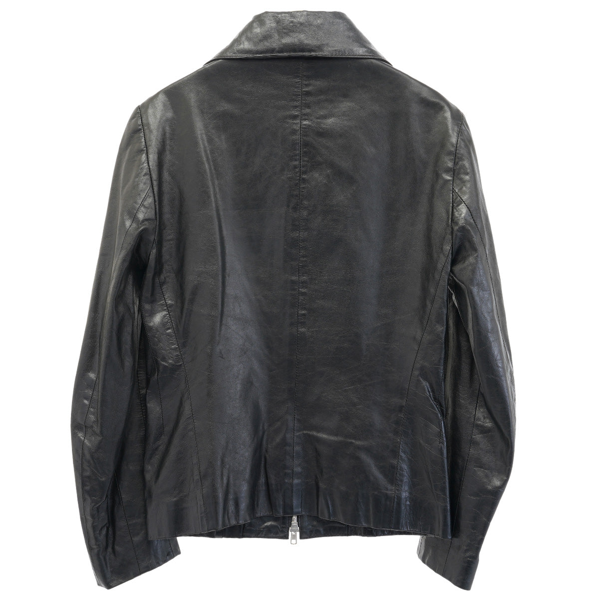 ZIP UP LEATHER JACKET / BLACK