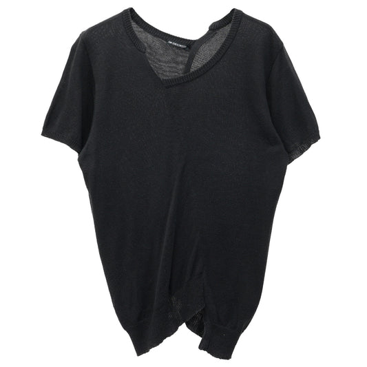 ASYMMETRY SHORT SLEEVE SWEATER / BLACK