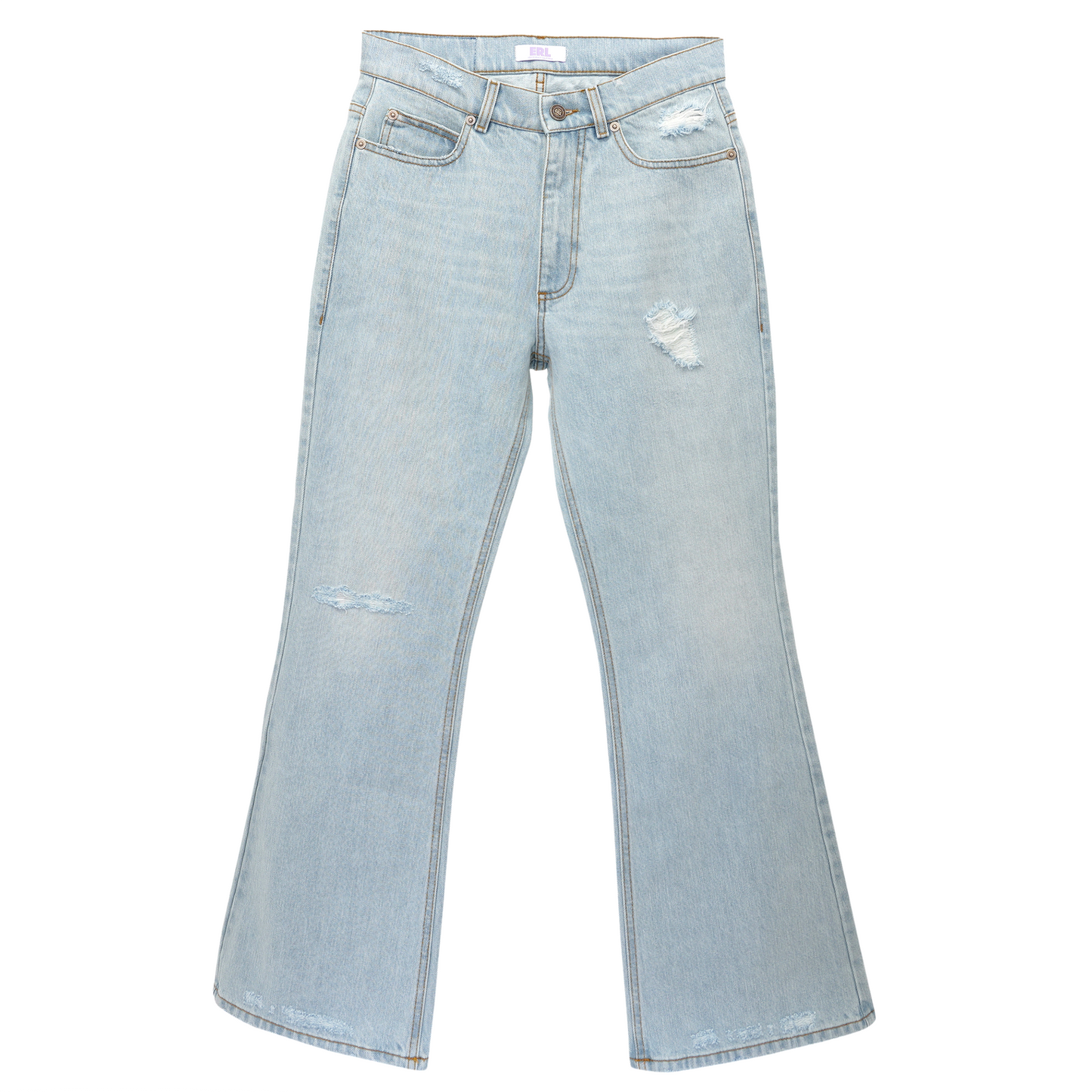 UNISEX DISTRESSED DENIM PANTS / LIGHT BLUE