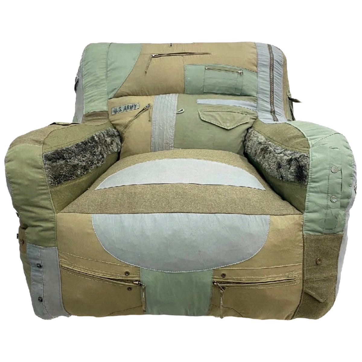 VINTAGE MILITARY LOUNGE CHAIR , 2022 / RECYCLED TEXTILES – GR8