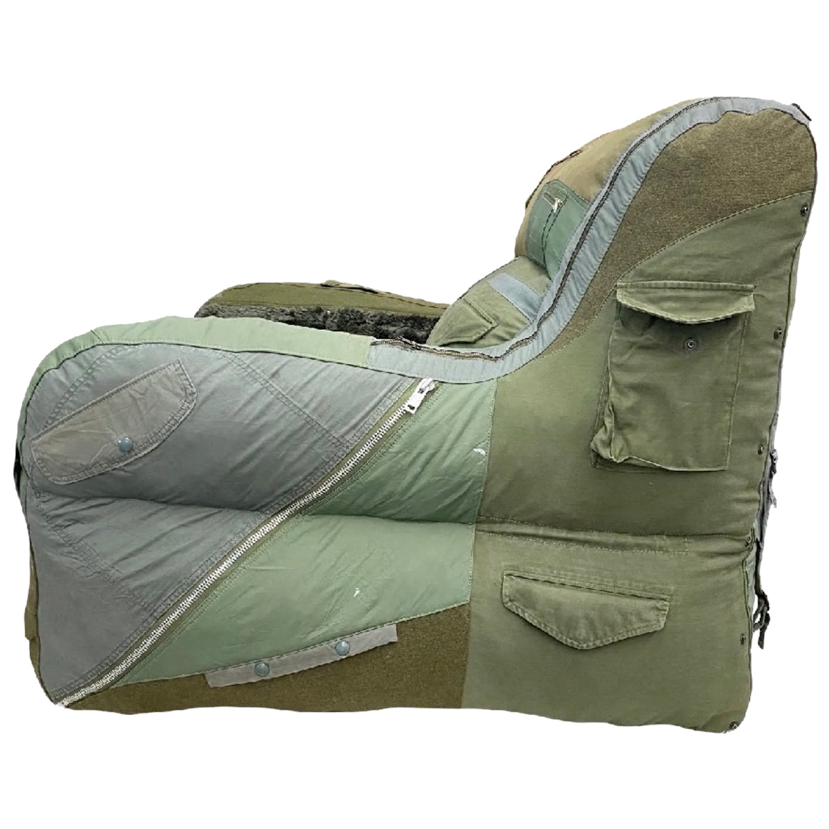 VINTAGE MILITARY LOUNGE CHAIR , 2022 / RECYCLED TEXTILES
