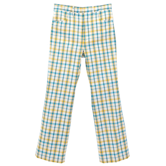 FLARE PANTS SOUVENIR CHECK / GREEN