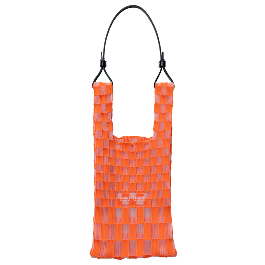 SHEER ICHIMATSU MARKET BAG SMALL / NEON ORANGE x CLEAR