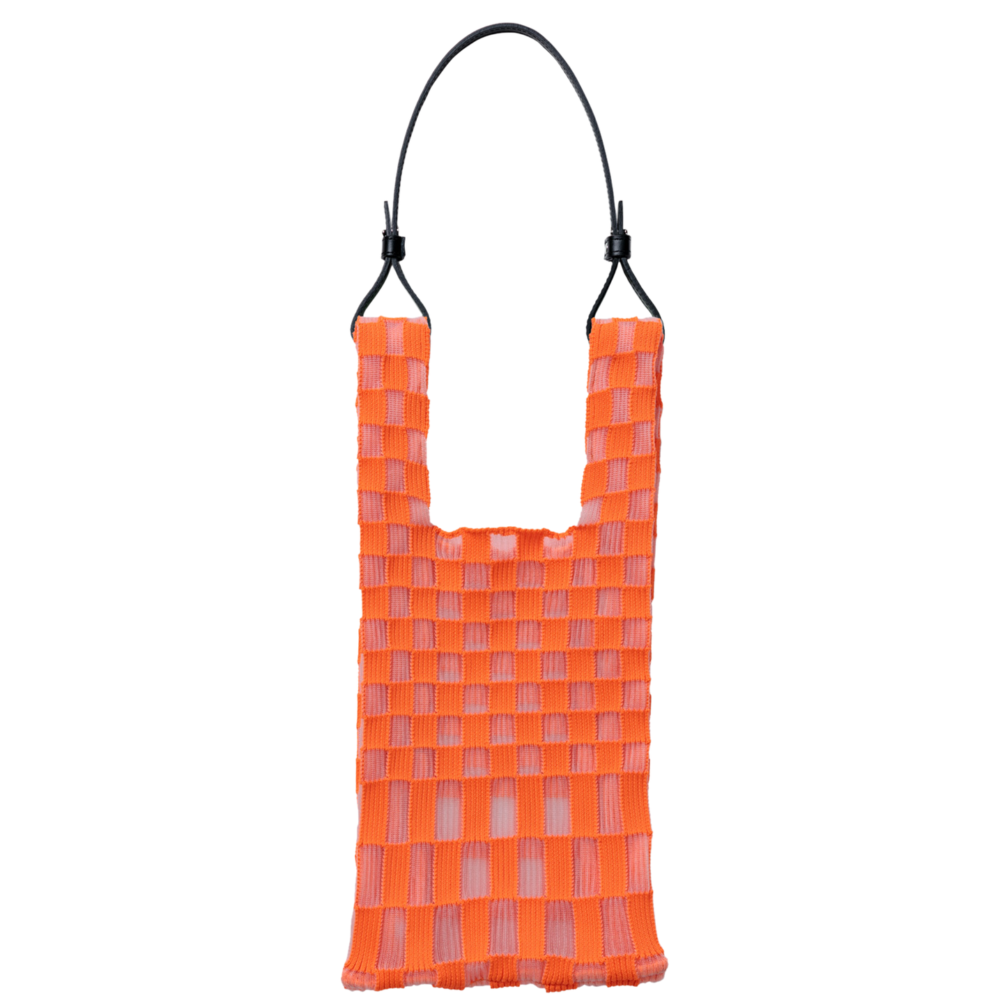 SHEER ICHIMATSU MARKET BAG SMALL / NEON ORANGE x CLEAR