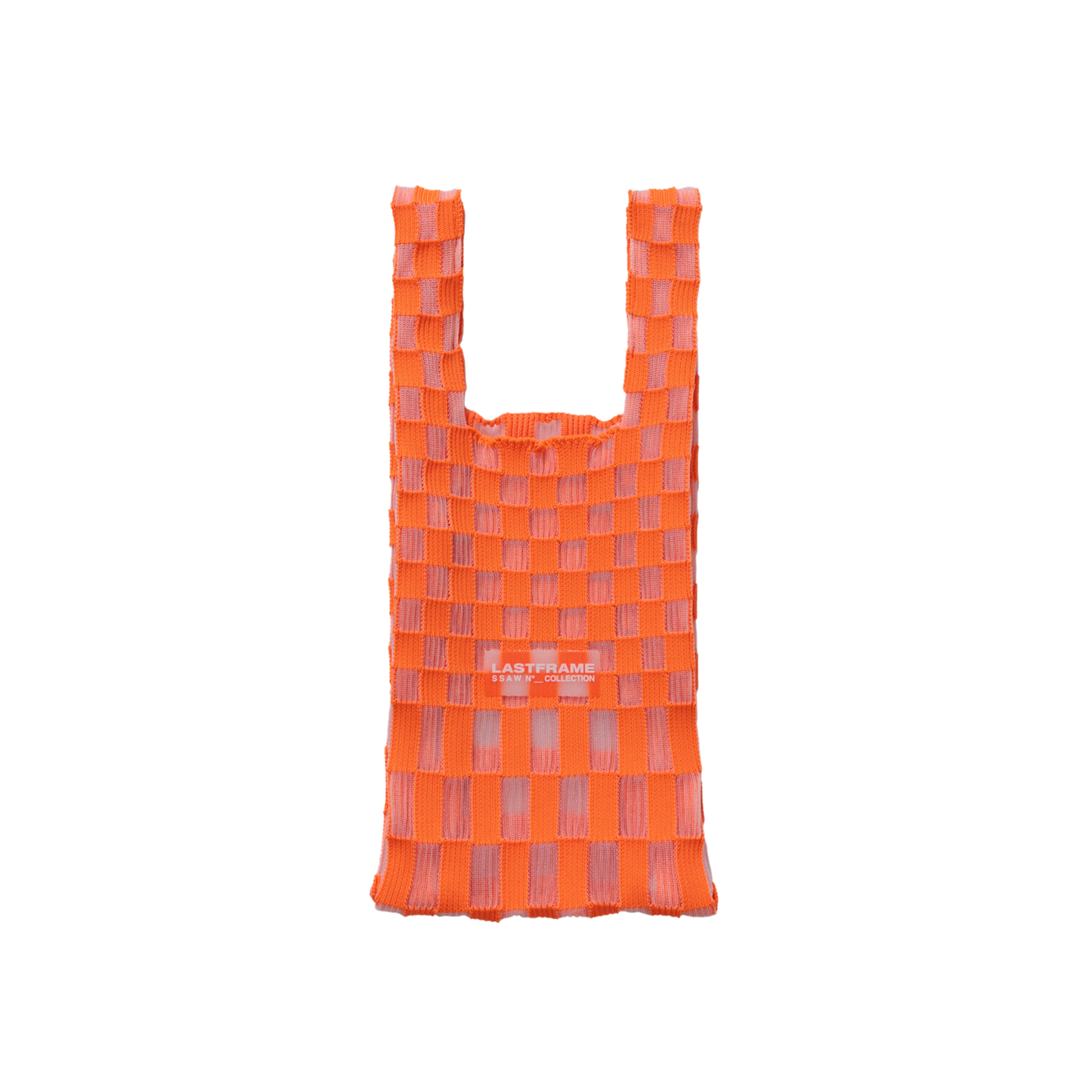 SHEER ICHIMATSU MARKET BAG SMALL / NEON ORANGE x CLEAR