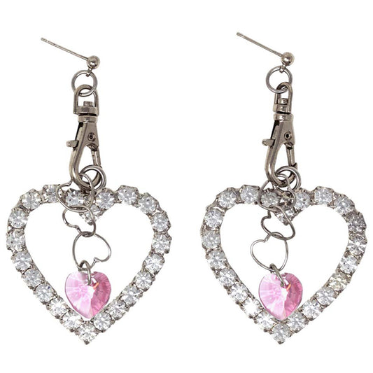 HEART EARRINGS WITH SWAROVSKI CRYSTAL / ROSE