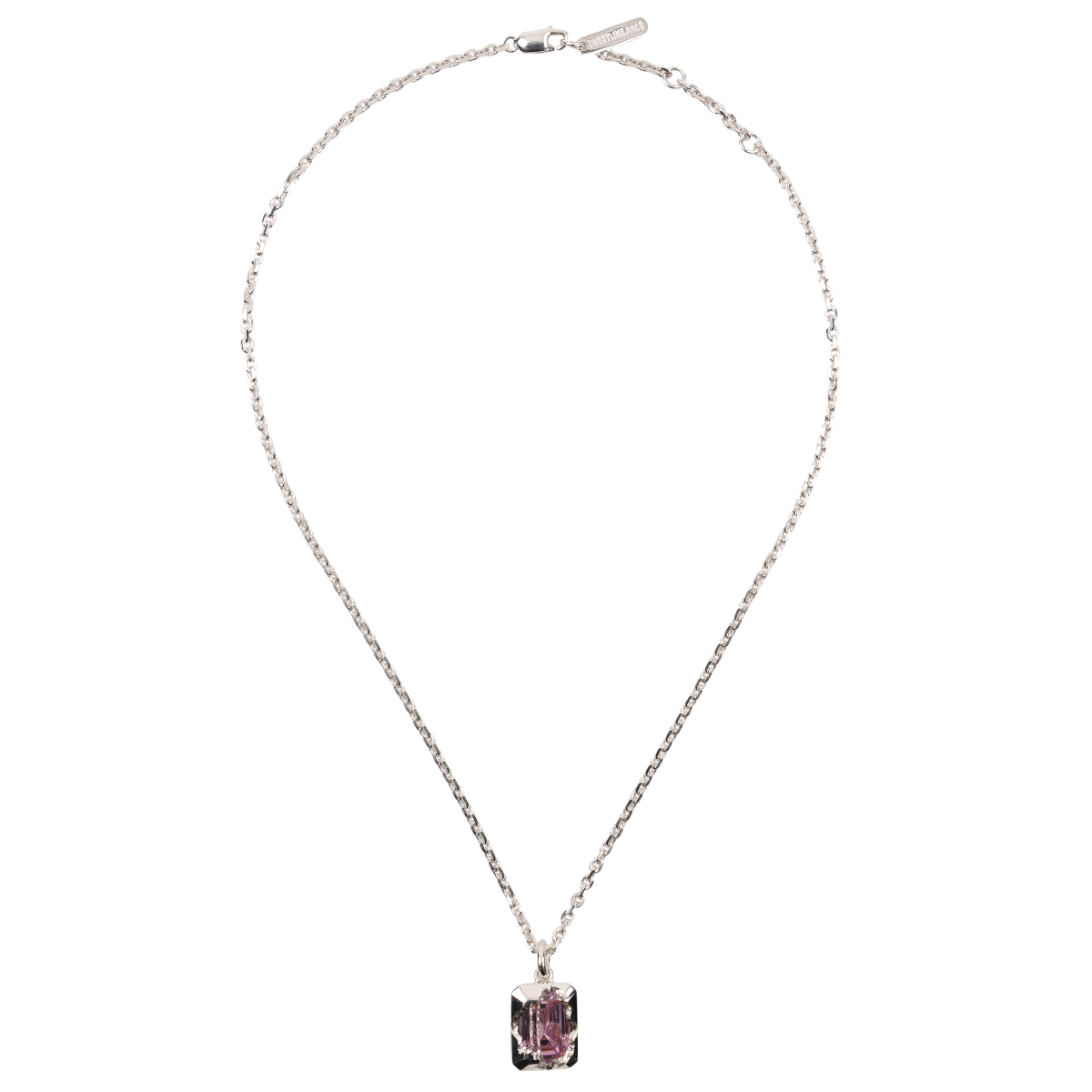 SILVER SMOOTH METAL ZONG NECKLACE / PINK