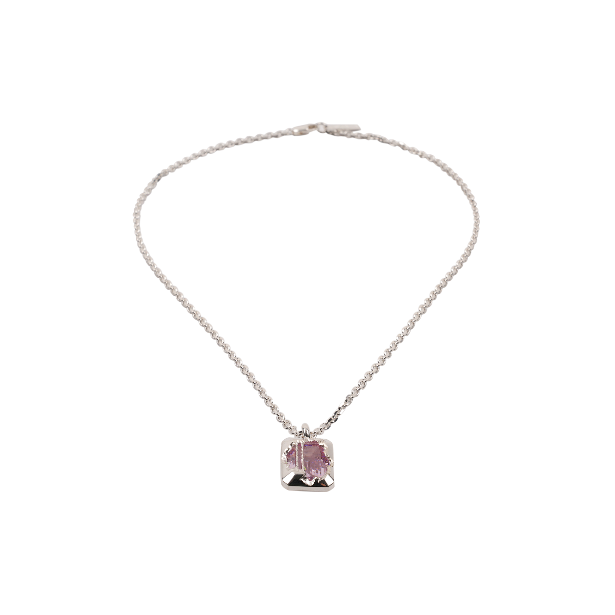 SILVER SMOOTH METAL ZONG NECKLACE / PINK