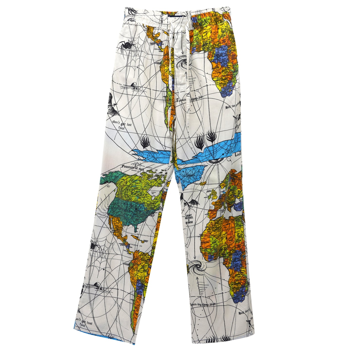 Dr.Woo DW_PAJAMA PANTS/WORLD MAP / WHITE