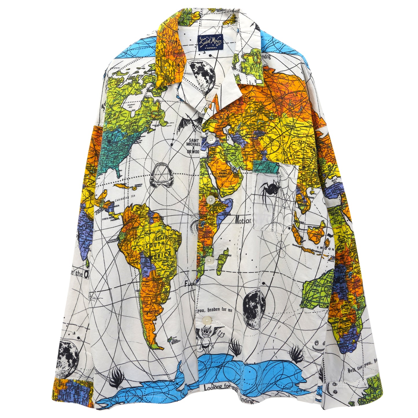 Dr.Woo DW_PAJAMA SHIRT/WORLD MAP / WHITE